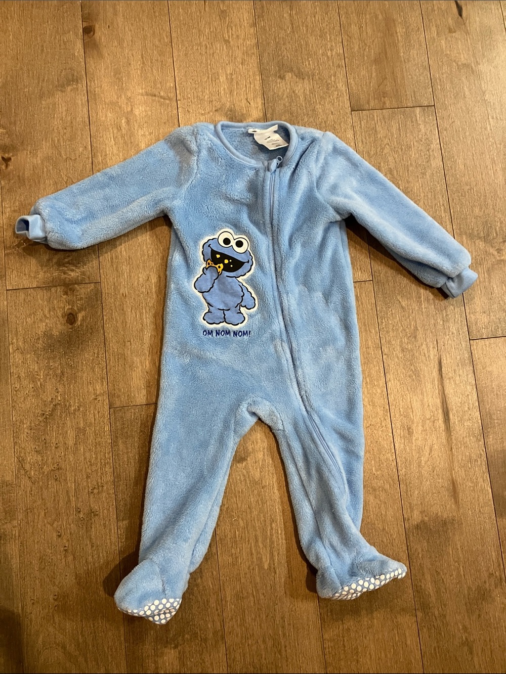 Sesame Street Light Blue Cookie Monster Fleece Footed One-Piece